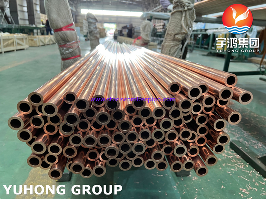 ASTM B111 UNS C12200 / CW024A Бесшовная медная трубка, трубка для теплообменника DHP