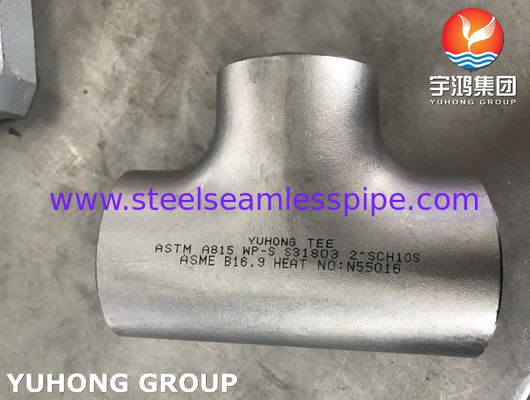 Газ масла теплообменного аппарата тройника ASTM A815 S31803 B16.9 штуцера трубы стали выплавленной дуплекс-процессом равный