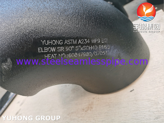 ASTM A234 WP9 CL1 90° ELBOW BW SR 5&quot; SCH40 Бесшовные трубные фитинги