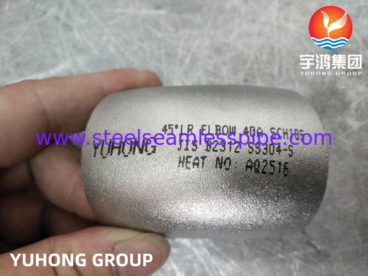 JIS B2312 SS304-S Файтинг из нержавеющей стали 45° 90° LR Локоть