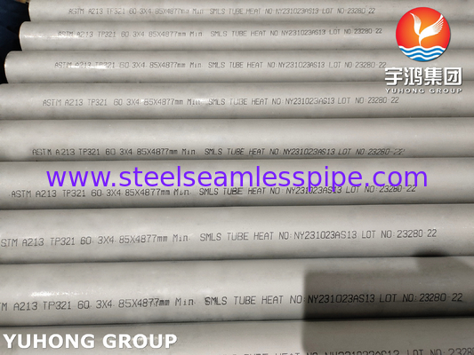 ASTM A213 ASME SA213 TP321 TP321HTubos sem costura de aço inoxidável Espessura Recozido em conserva Termina Simples Trocador de calor