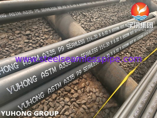 ASTM A335 / ASME SA335 P9 Сплавная сталь бесшовная труба черная краска с бифлевым концом