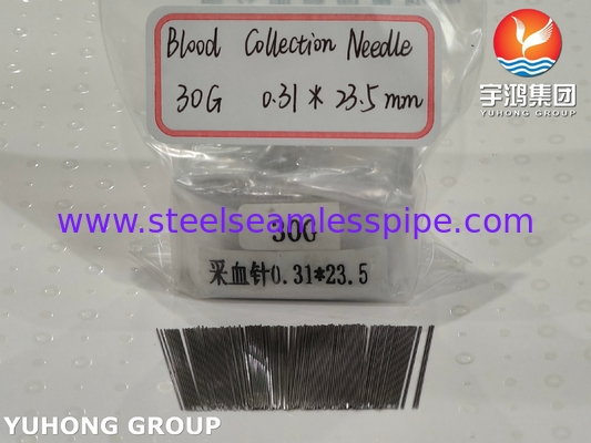 ISO9626 SUS304 30G 0,31*23,5MM Медицинский твердый бевеллевый кровяной ланцет для анализа проб