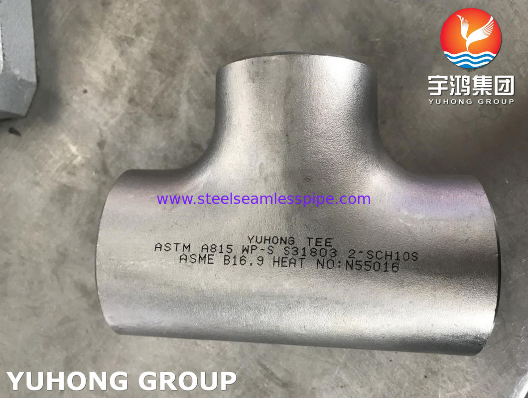 Газ масла теплообменного аппарата тройника ASTM A815 S31803 B16.9 штуцера трубы стали выплавленной дуплекс-процессом равный