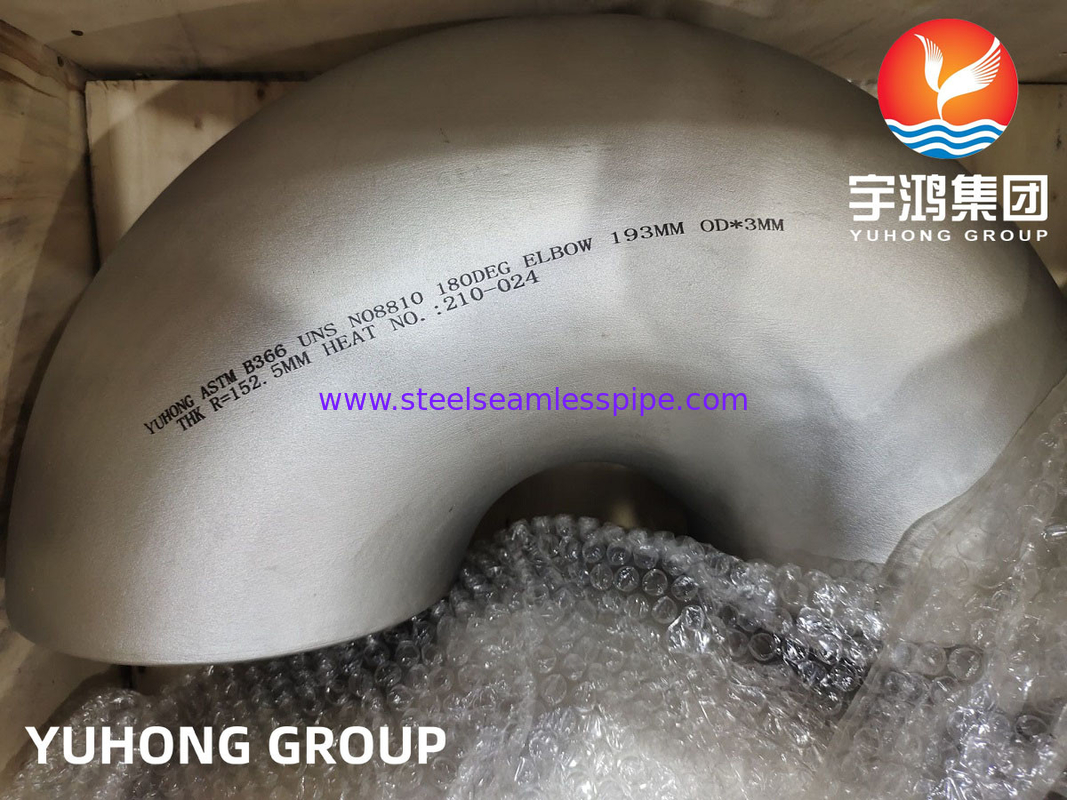 ASTM B366 UNS N08810 Incoloy 800H Никелевая сплавная сталь с фитингом 180° локоть B16.9