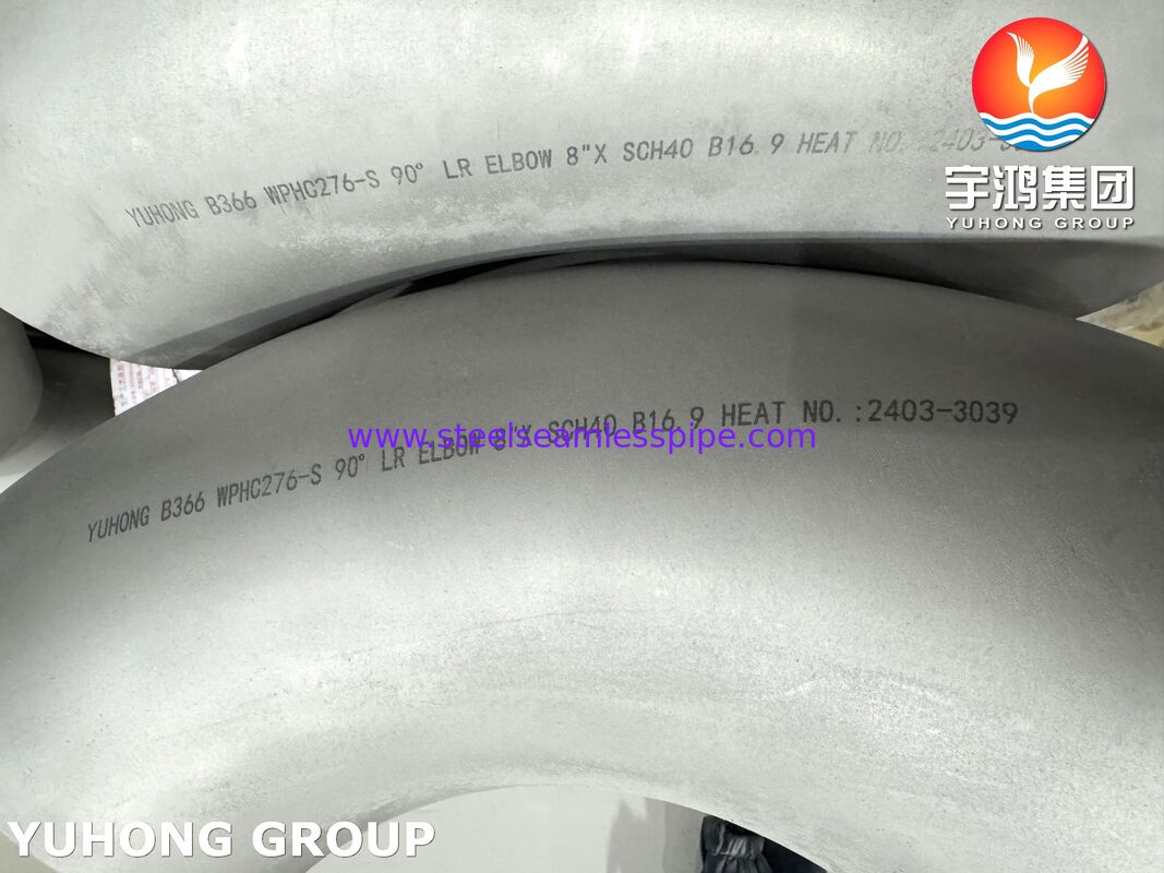 ASTM B366 Hastelloy WPHC276 / N10276 90 LR Отвод, фитинг для труб B16.9 для химических реакторов