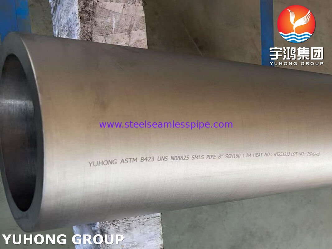 ASTM B423 UNS N08825 Инколой 825 Никелевая сплавная сталь Бесшовная трубка большого диаметра, устойчивая к высокой температуре, высокой концентрации кислоты