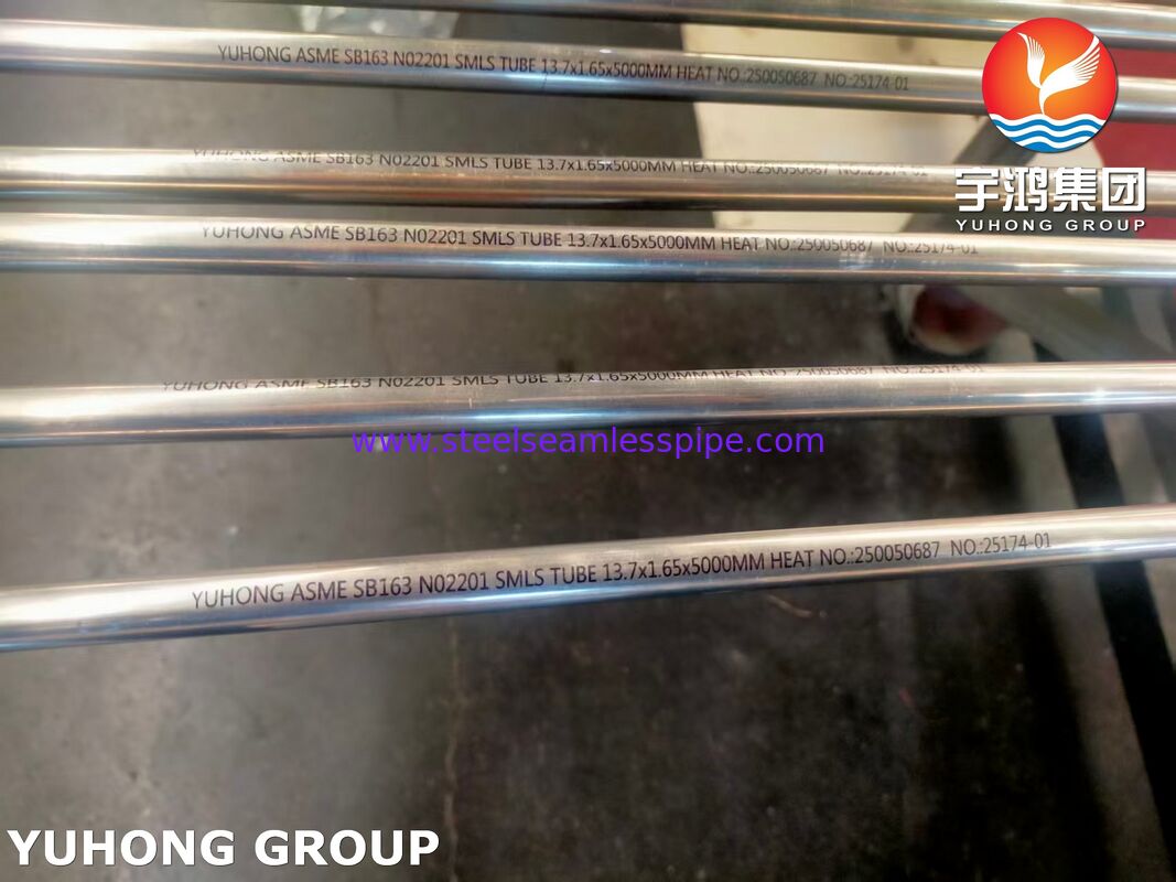 ASME SB163 UNS N02201 Бесшовная никелевая трубка для теплообменника и конденсатора